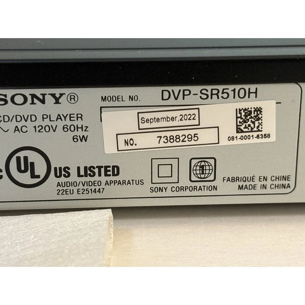 Sony DVP-SR510H DVD Upscaling Player - Black  Open box.